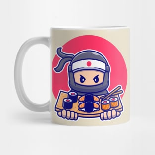 Cute Ninja With Sushi Mug